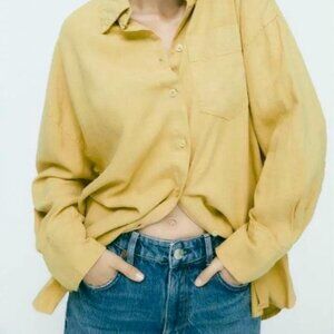 Zara Oversized Linen Blend Shirt Size S